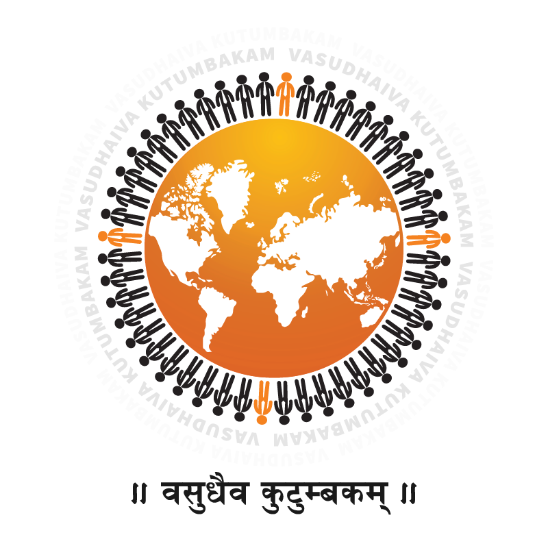 A logo, reflecting the values of family, community, and the principle of Vasudhaiva Kutumbakam on Purnartha’s Home Page.